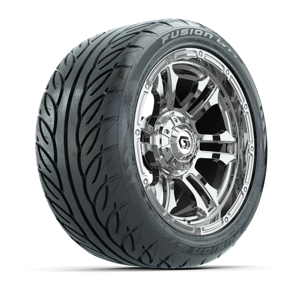 14" GTW Shogun Chrome Wheels with Low Profile Golf Cart Tire