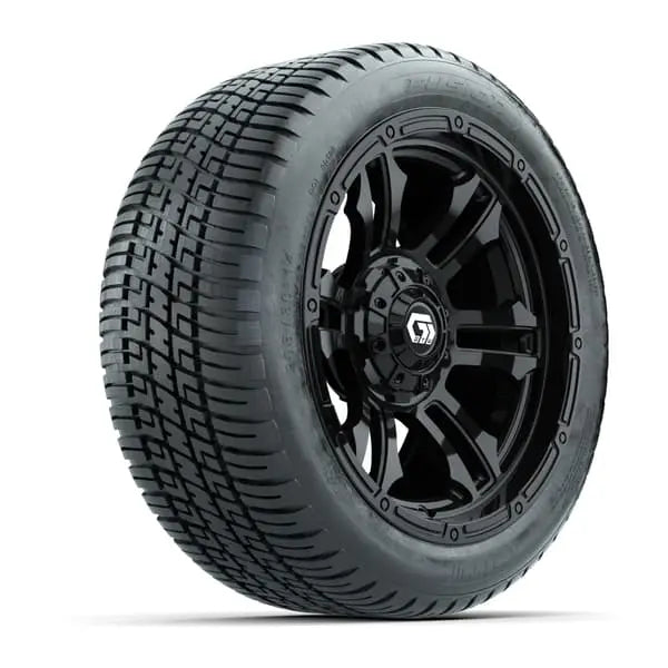 14" GTW Shogun Gloss Black Wheels with Low Profile Golf Cart Tire