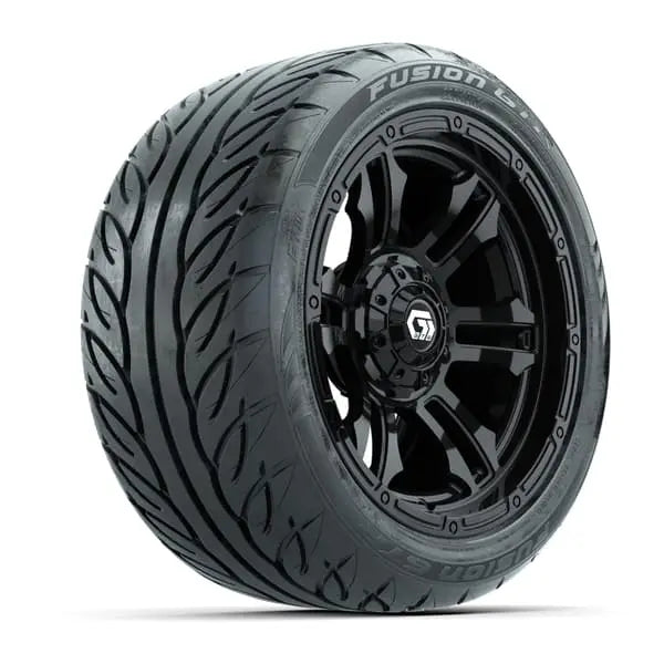 14" GTW Shogun Gloss Black Wheels with Low Profile Golf Cart Tire