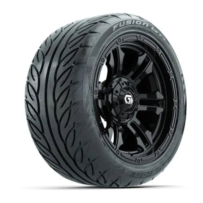 14" GTW Shogun Gloss Black Wheels with Low Profile Golf Cart Tire