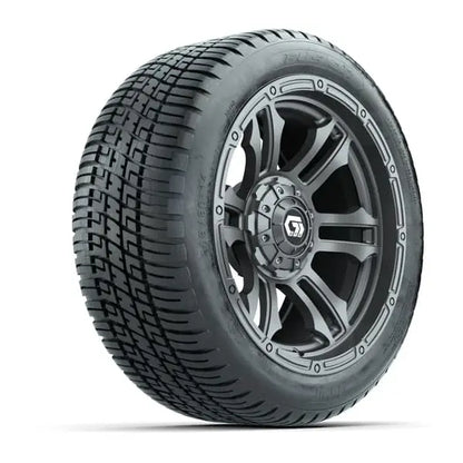 14" GTW Shogun Gloss Gunmetal Wheels with Low Profile Golf Cart Tire