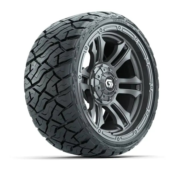 14" GTW Shogun Gloss Gunmetal Wheels with Low Profile Golf Cart Tire