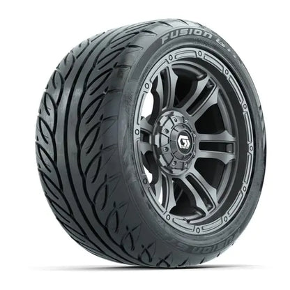14" GTW Shogun Gloss Gunmetal Wheels with Low Profile Golf Cart Tire
