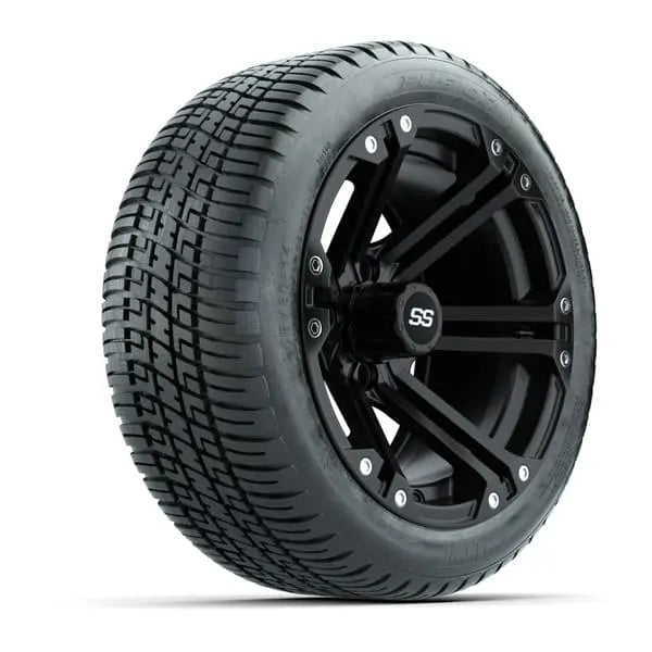 14" GTW Specter Matte Black Wheels with Low Profile Golf Cart Tire