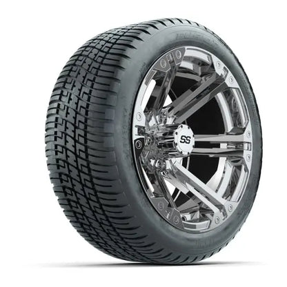 14" GTW Specter Chrome Wheels with Low Profile Golf Cart Tire
