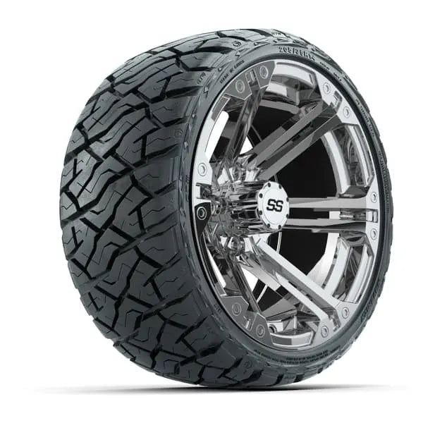 14" GTW Specter Chrome Wheels with Low Profile Golf Cart Tire