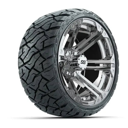 14" GTW Specter Chrome Wheels with Low Profile Golf Cart Tire