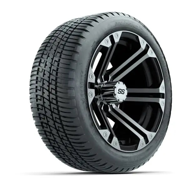 14" GTW Specter Machined Black Wheels with Low Profile Golf Cart Tire