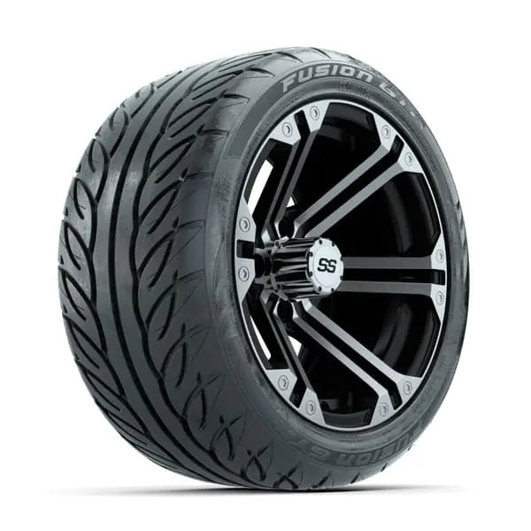 14" GTW Specter Machined Black Wheels with Low Profile Golf Cart Tire