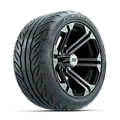 14" GTW Specter Machined Black Wheels with Low Profile Golf Cart Tire