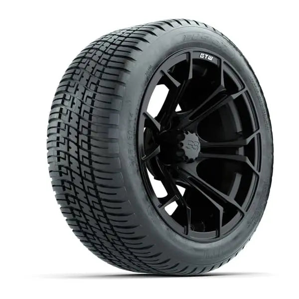 14" GTW Spyder Matte Black Wheels with Low Profile Golf Cart Tire