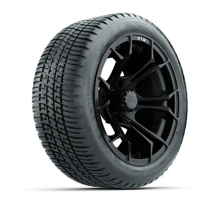 14" GTW Spyder Matte Black Wheels with Low Profile Golf Cart Tire