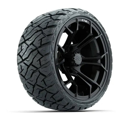 14" GTW Spyder Matte Black Wheels with Low Profile Golf Cart Tire