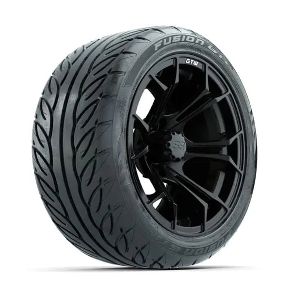 14" GTW Spyder Matte Black Wheels with Low Profile Golf Cart Tire