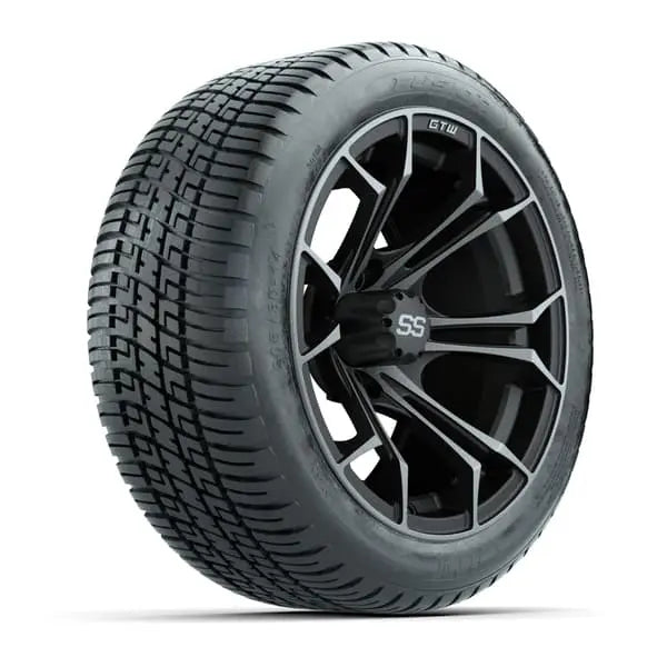 14" GTW Spyder Matte Grey Wheels with Low Profile Golf Cart Tire