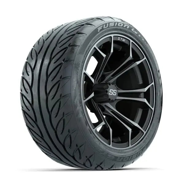 14" GTW Spyder Matte Grey Wheels with Low Profile Golf Cart Tire