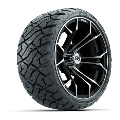 14" GTW Spyder Machined Black Wheels with Low Profile Golf Cart Tire