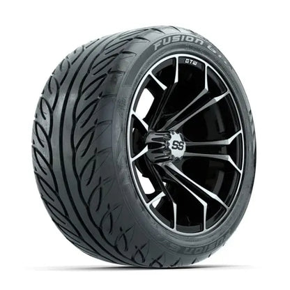 14" GTW Spyder Machined Black Wheels with Low Profile Golf Cart Tire