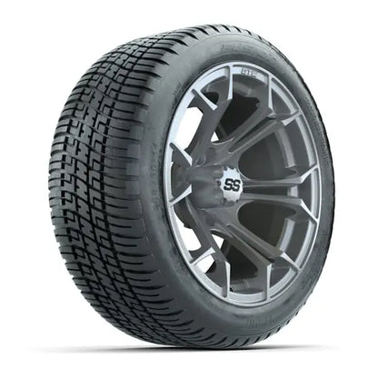 14" GTW Spyder Matte Silver Wheels with Low Profile Golf Cart Tire