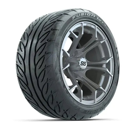 14" GTW Spyder Matte Silver Wheels with Low Profile Golf Cart Tire