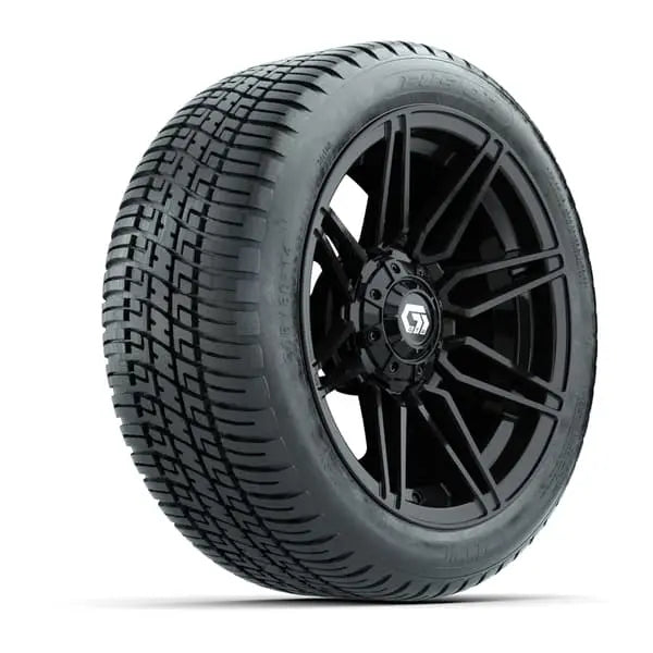 14" GTW Stealth Gloss Black Wheels with Low Profile Golf Cart Tire