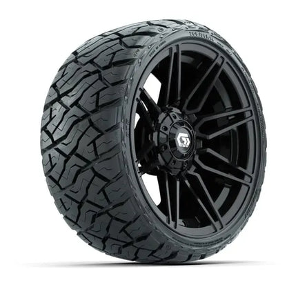 14" GTW Stealth Gloss Black Wheels with Low Profile Golf Cart Tire