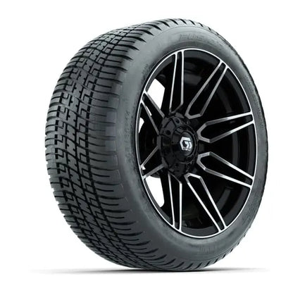 14" GTW Stealth Machined Black Wheels with Low Profile Golf Cart Tire
