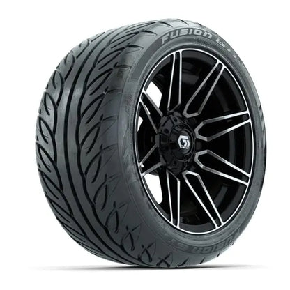 14" GTW Stealth Machined Black Wheels with Low Profile Golf Cart Tire