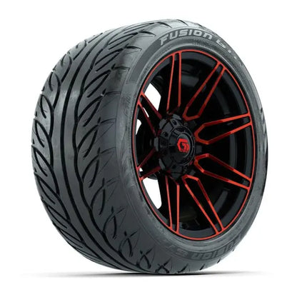 14" GTW Stealth Red and Black Wheels with Low Profile Golf Cart Tire