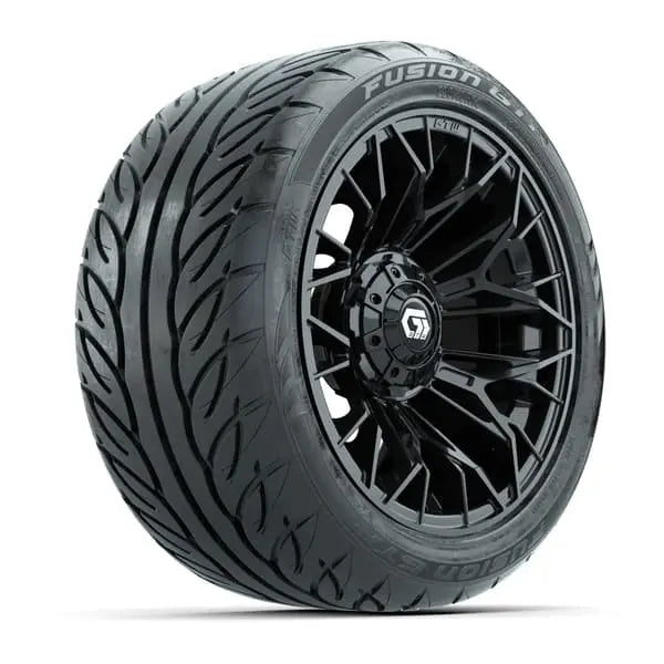 14" GTW Stellar Matte Black Wheels with Low Profile Golf Cart Tire