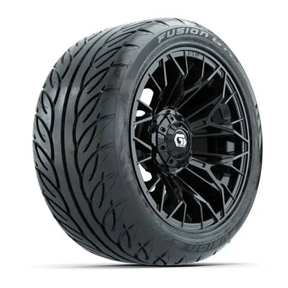 14" GTW Stellar Matte Black Wheels with Low Profile Golf Cart Tire