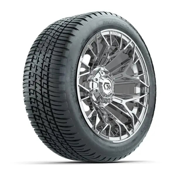 14" GTW Stellar Chrome Wheels with Low Profile Golf Cart Tire