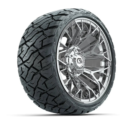 14" GTW Stellar Chrome Wheels with Low Profile Golf Cart Tire
