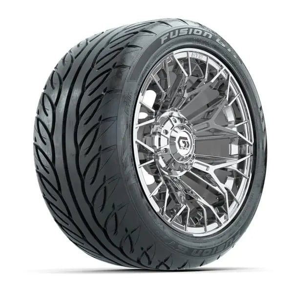 14" GTW Stellar Chrome Wheels with Low Profile Golf Cart Tire