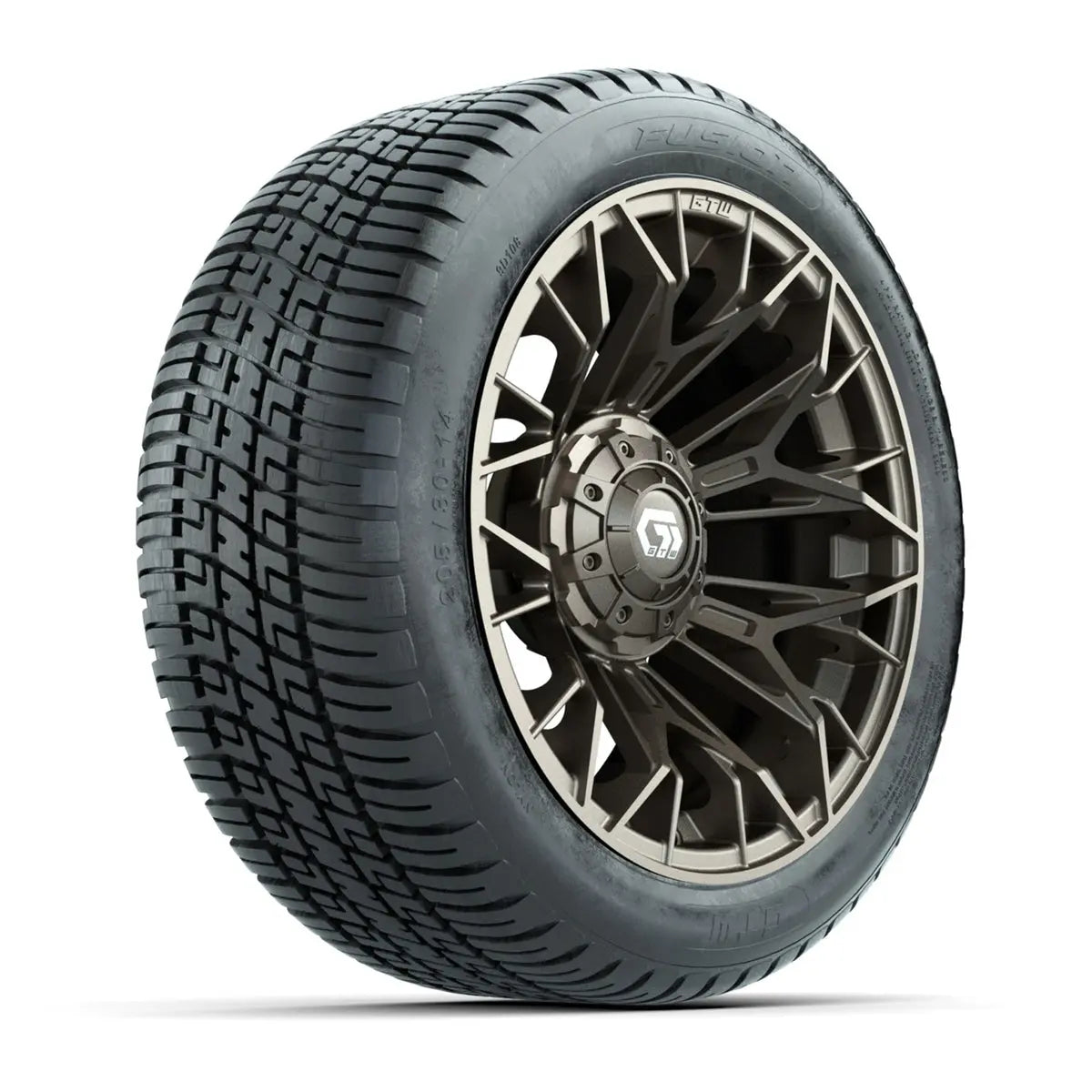 14" GTW Stellar Matte Bronze Wheels with Low Profile Golf Cart Tire