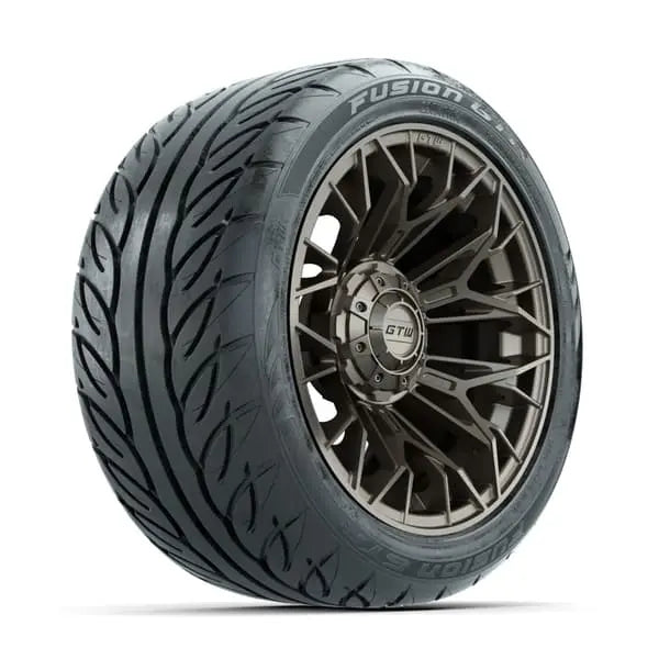 14" GTW Stellar Matte Bronze Wheels with Low Profile Golf Cart Tire