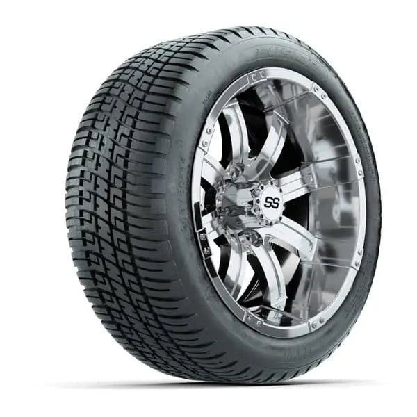 14" GTW Tempest Chrome Wheels with Low Profile Golf Cart Tire