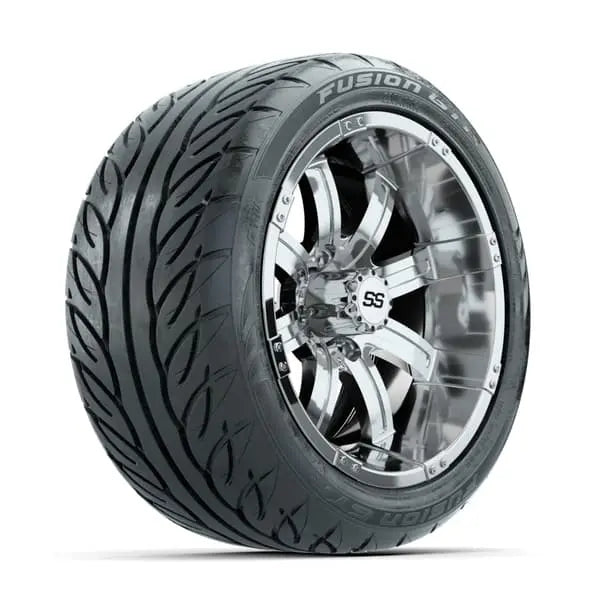14" GTW Tempest Chrome Wheels with Low Profile Golf Cart Tire