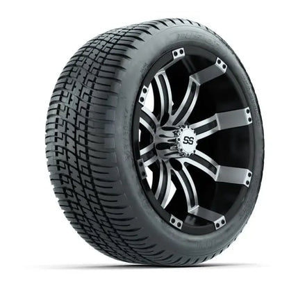 14" GTW Tempest Machined Black Wheels with Low Profile Golf Cart Tire