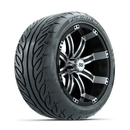 14" GTW Tempest Machined Black Wheels with Low Profile Golf Cart Tire