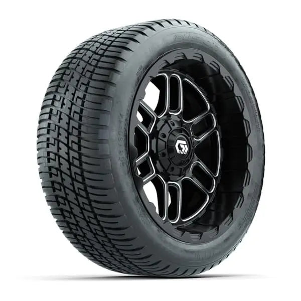 14" GTW Titan Machined Black Wheels with Low Profile Golf Cart Tire