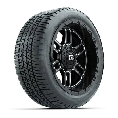 14" GTW Titan Machined Black Wheels with Low Profile Golf Cart Tire
