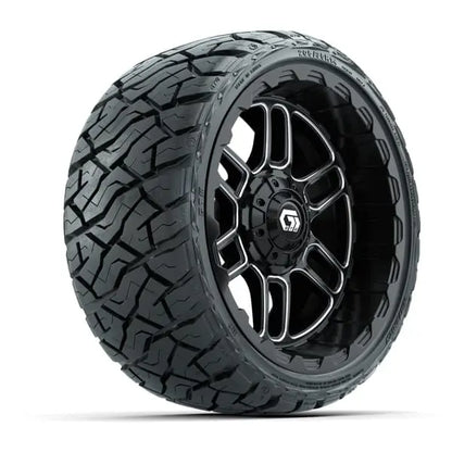 14" GTW Titan Machined Black Wheels with Low Profile Golf Cart Tire