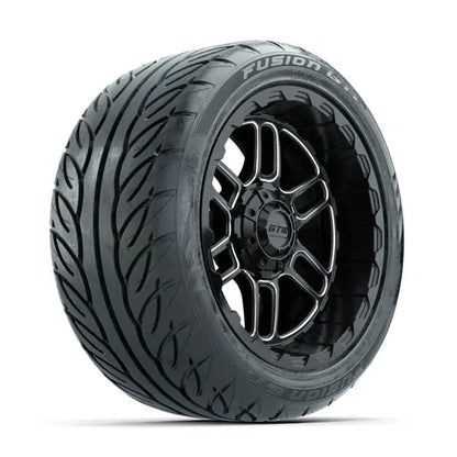 14" GTW Titan Machined Black Wheels with Low Profile Golf Cart Tire
