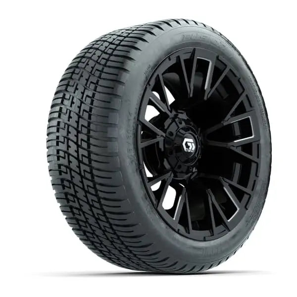 14" GTW Vandal Machined Black Wheels with Low Profile Golf Cart Tire