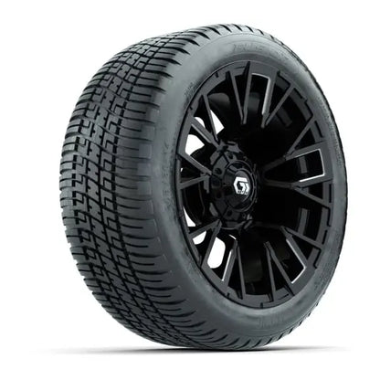 14" GTW Vandal Machined Black Wheels with Low Profile Golf Cart Tire