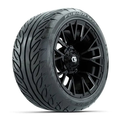 14" GTW Vandal Machined Black Wheels with Low Profile Golf Cart Tire