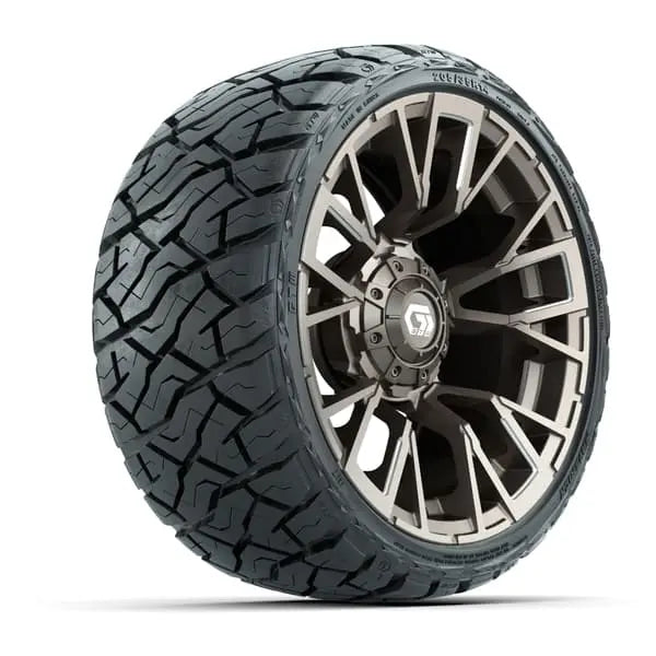 14" GTW Vandal Satin Bronze Wheels with Low Profile Golf Cart Tire