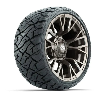 14" GTW Vandal Satin Bronze Wheels with Low Profile Golf Cart Tire