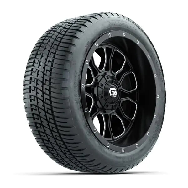 14" GTW Volt Machined Black Wheels with Low Profile Golf Cart Tire